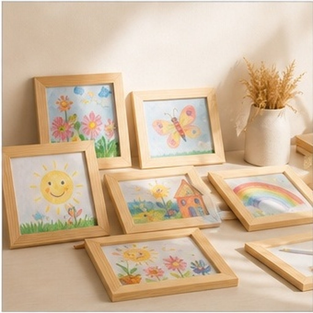 6Pcs Solid Wood DIY Blank Pict - Art And Craft For Nursery 评论和价格
