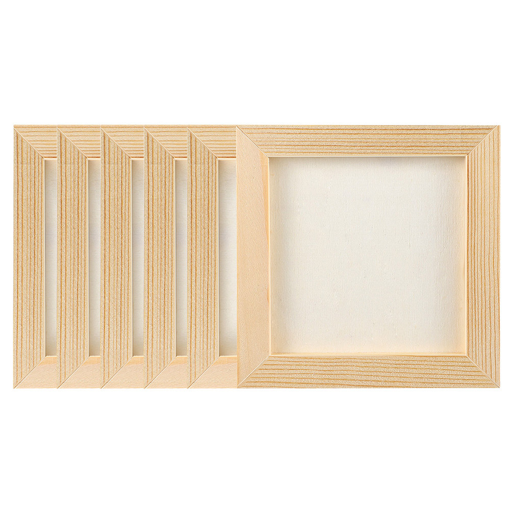 6Pcs Solid Wood DIY Blank Pict - Art And Craft For Nursery 评论和价格