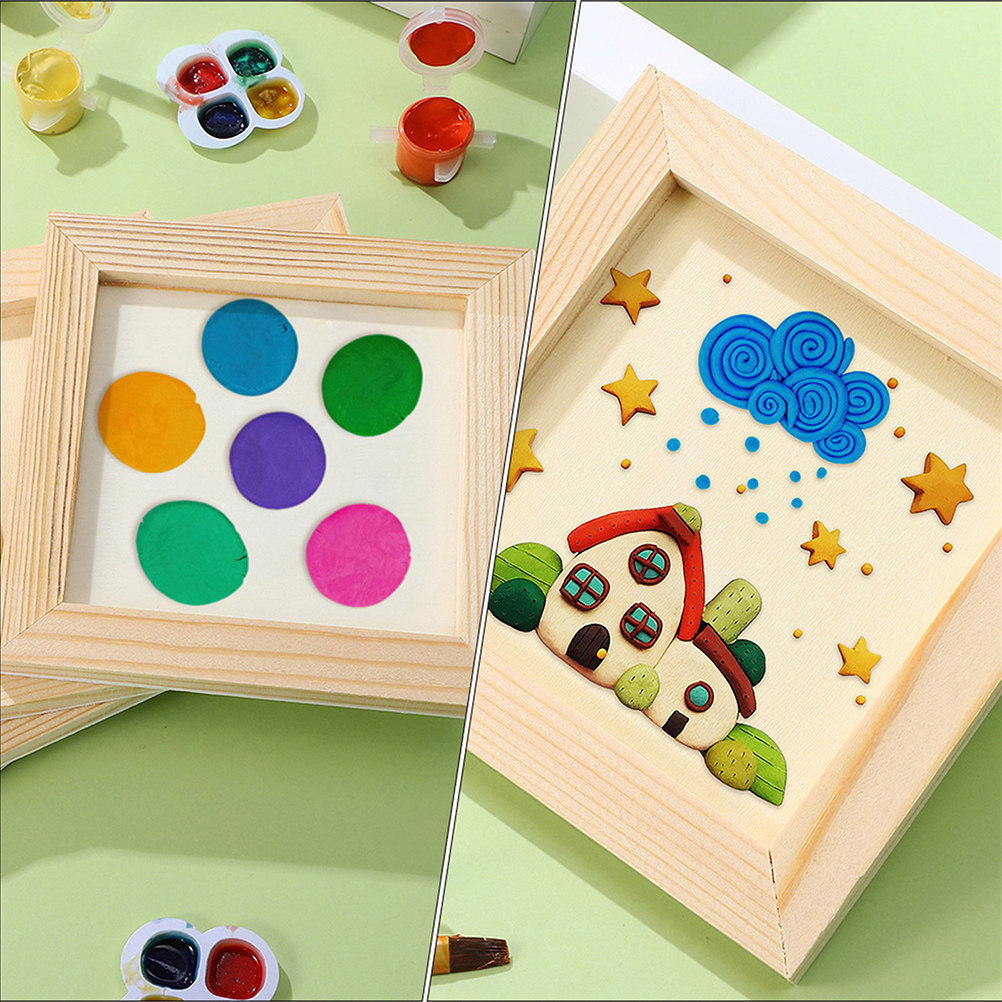 6Pcs Solid Wood DIY Blank Pict - Art And Craft For Nursery 评论和价格