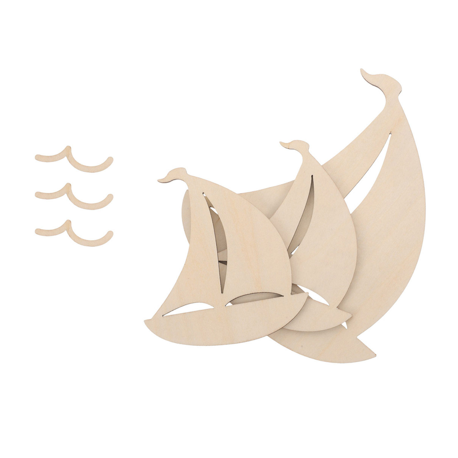 6Pcs Wood Sailboat Cutouts Unf - Art And Craft For Nursery 评论和价格