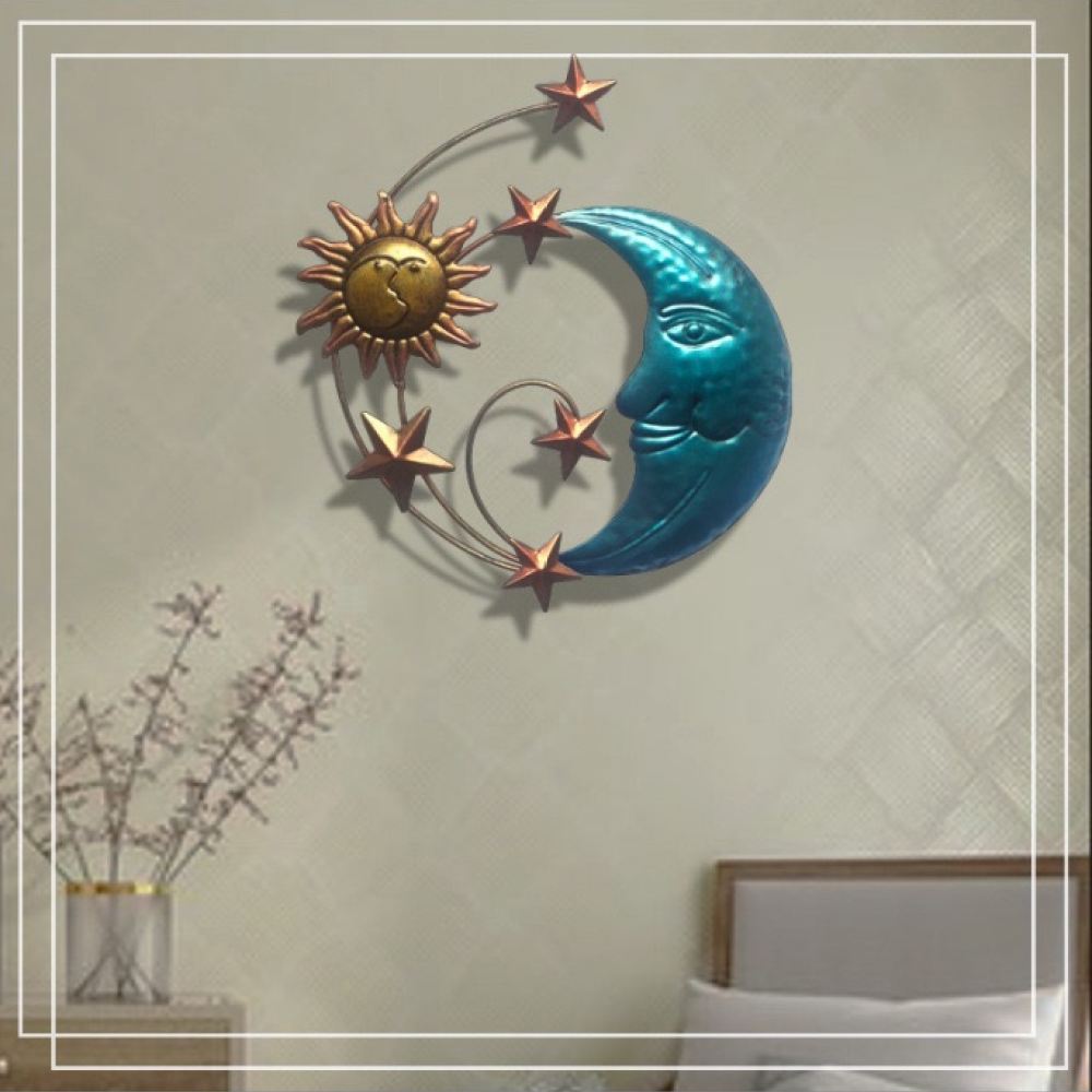 Handmade Iron Metal Moon Face  - Art And Craft For Nursery 评论和价格